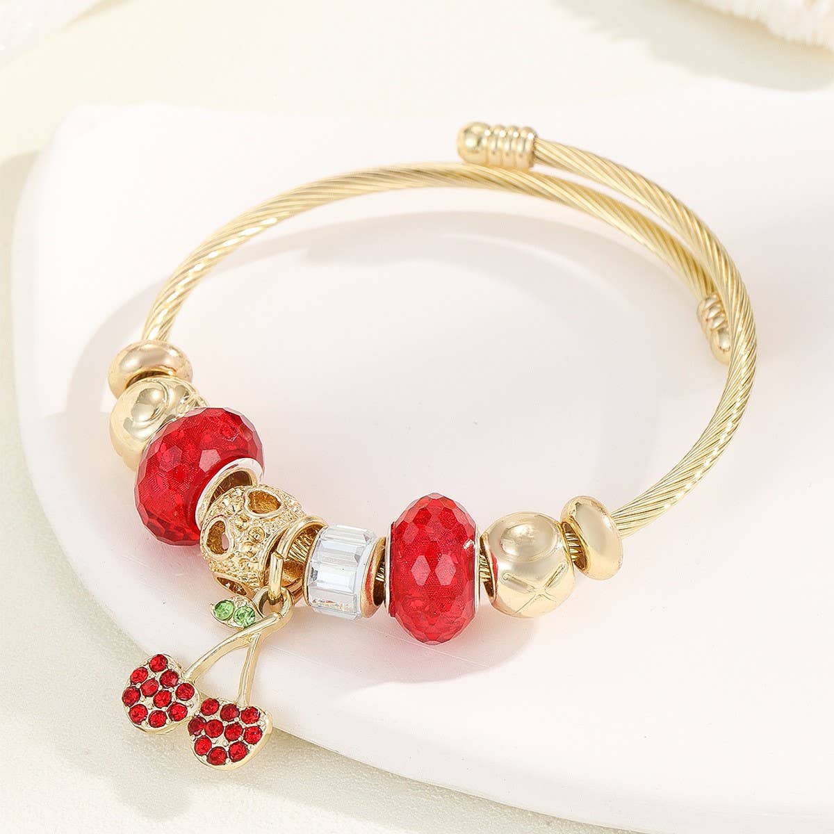 Unique Beaded Bracelet with Flower & Eye Pendant