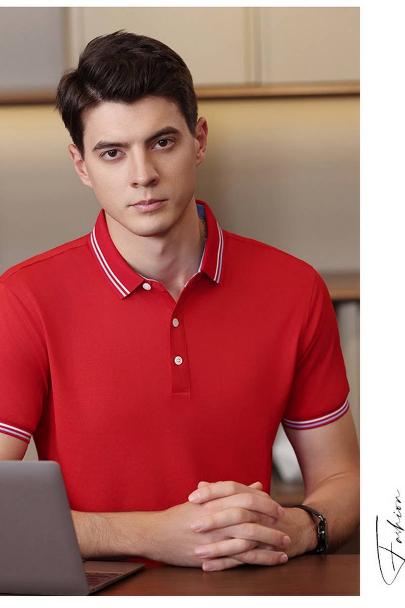 CWTBLS02448_SOLID COLOR CLASSIC FIT SHORT SLEEVE POLO SHIRT