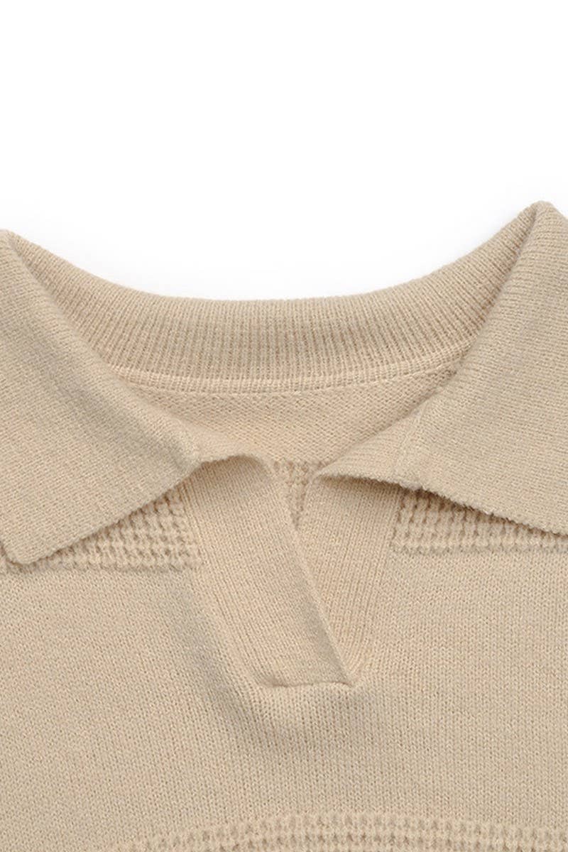 CWOSWL6826_AUTUMN KNITTED LONG SLEEVE COLLAR SWEATER