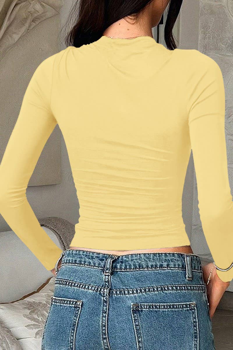 CWTBLL01041_SOLID LONG SLEEVE CASUAL COMMUTER TEE