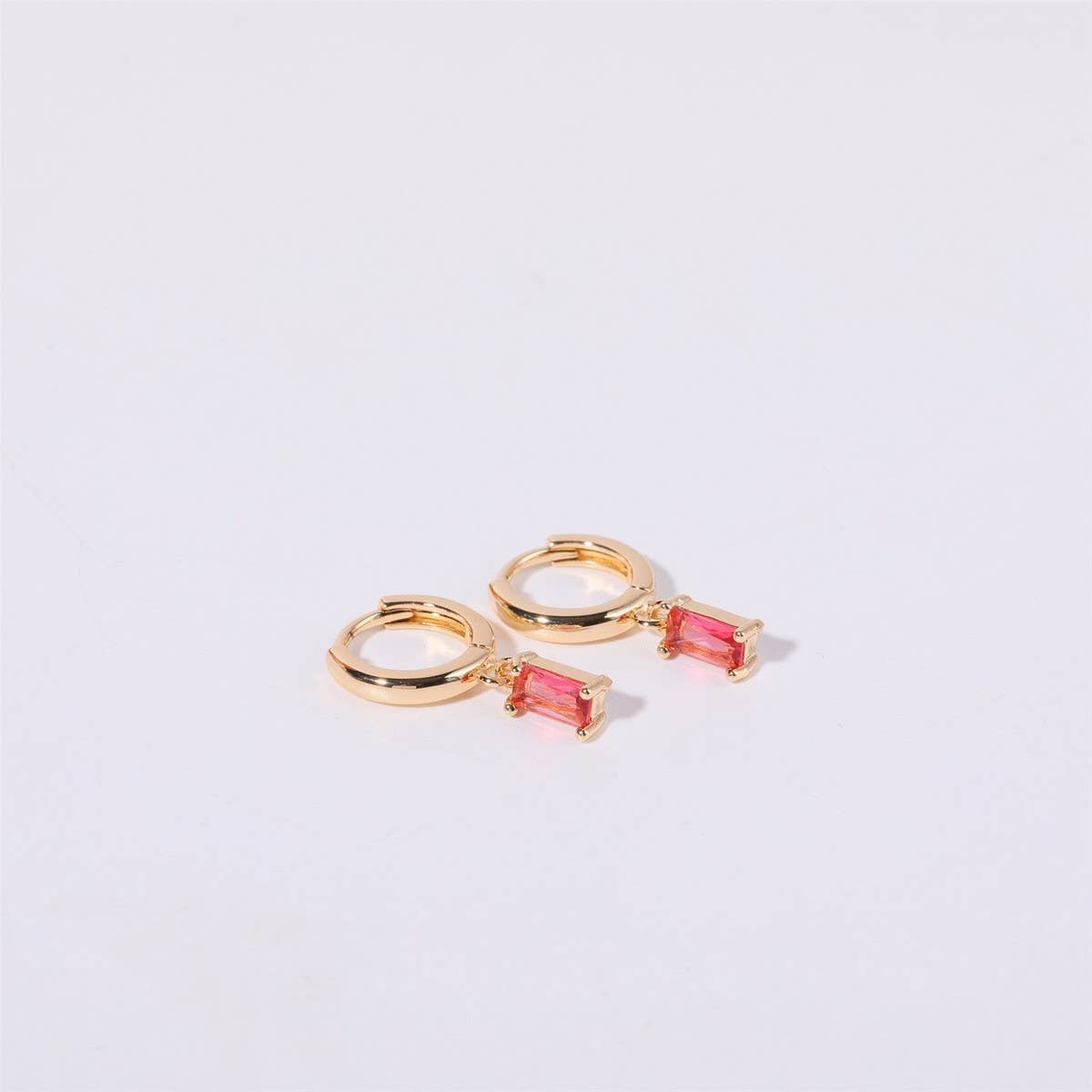 Retro Simple Colored Birthstone Earrings_CWMM5348