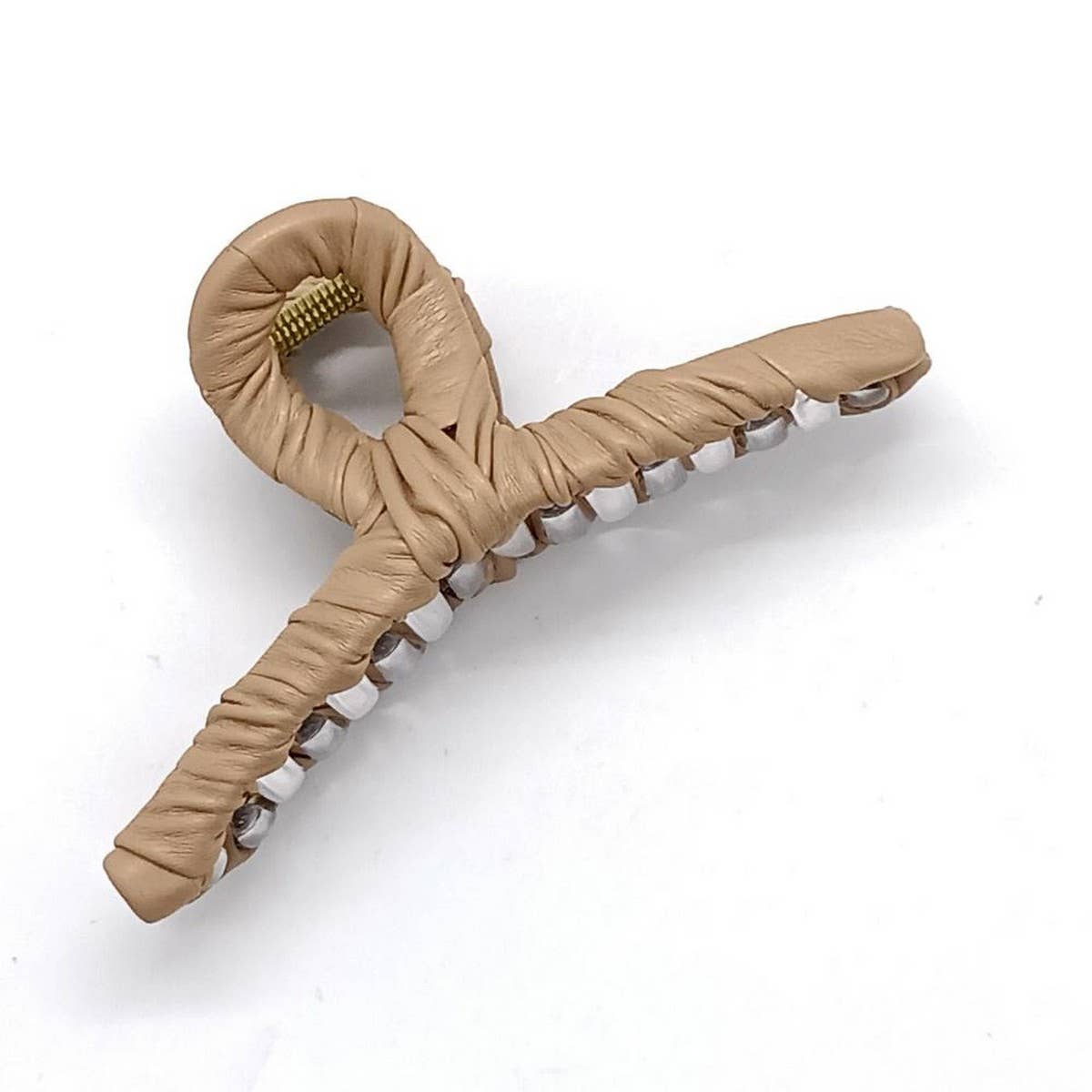 Stylish Simple PU Leather Wrapped Hair Claw_CWAHA6376
