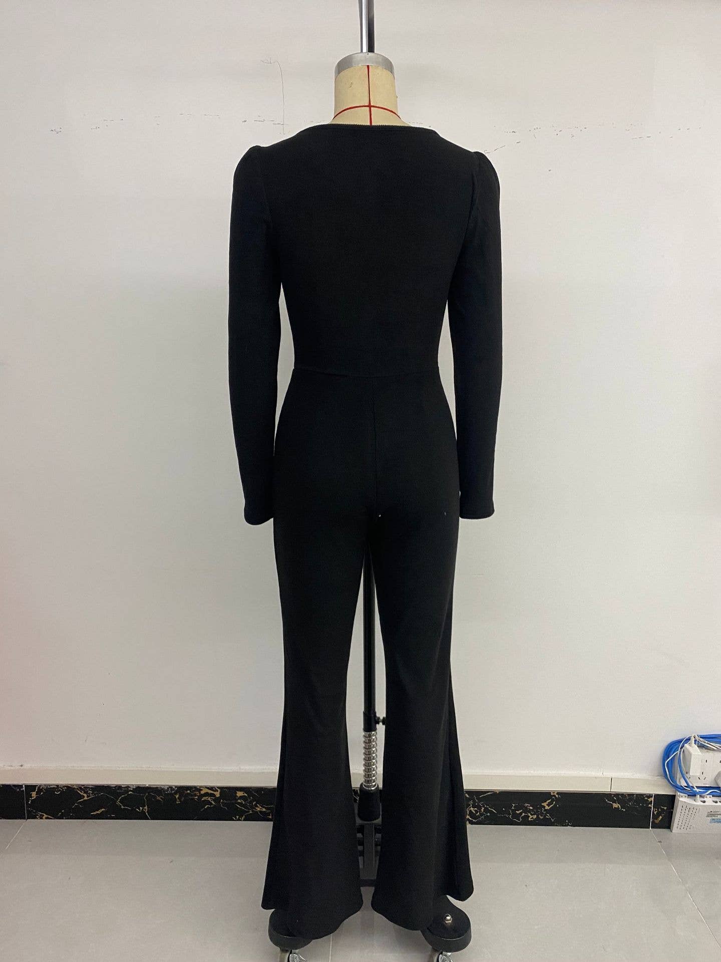 Chest lace-up slim one-piece trousers