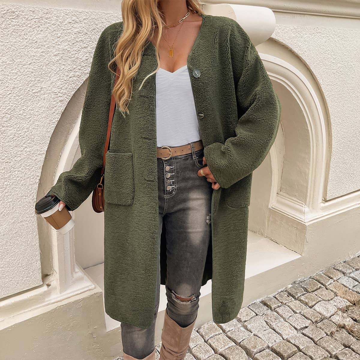 CASUAL CARDIGAN BREASTED POCKET TRENCH COAT