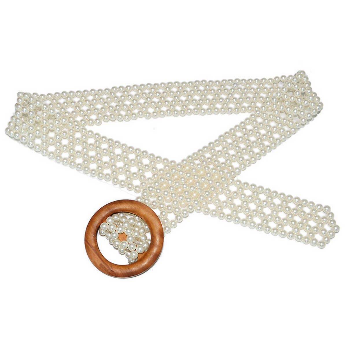 NEW SWEET PEARL STRETCH PEARL WIDE BELT_CWABE0508