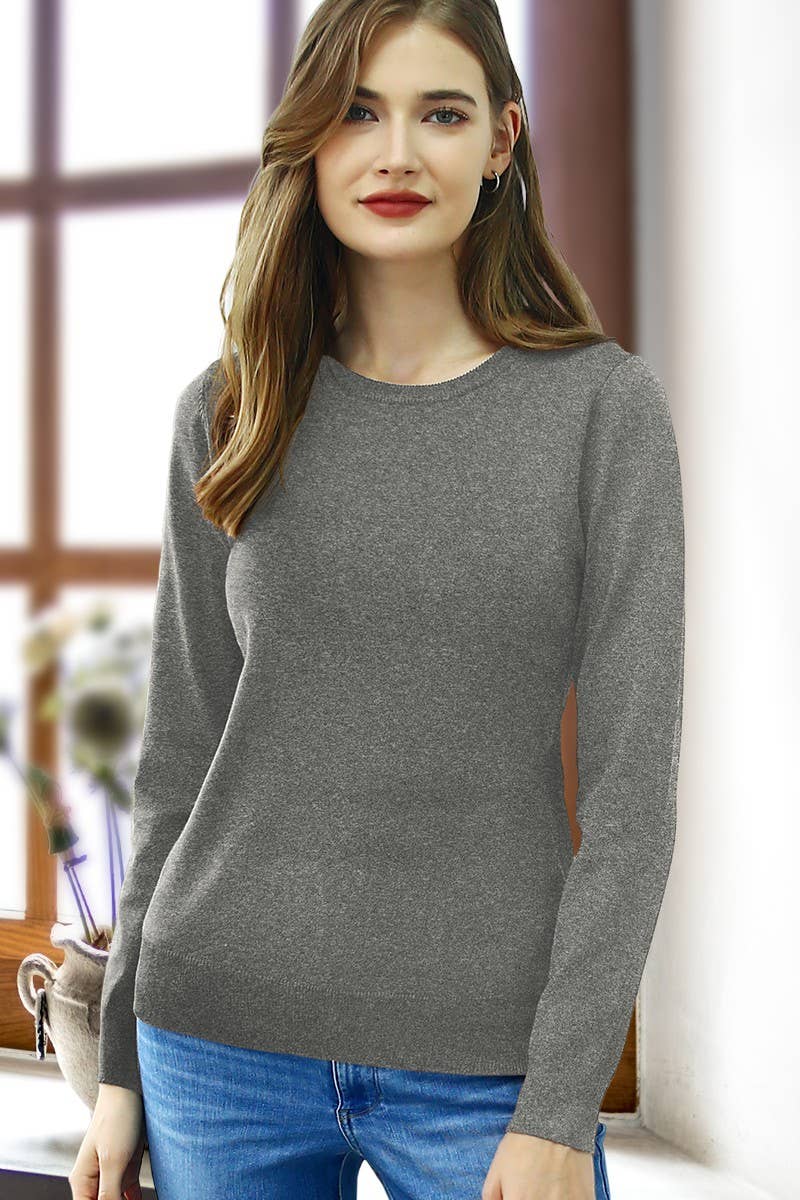 AWOSWL283_LONG SLEEVE CREW NECK PULLOVER SWEATER