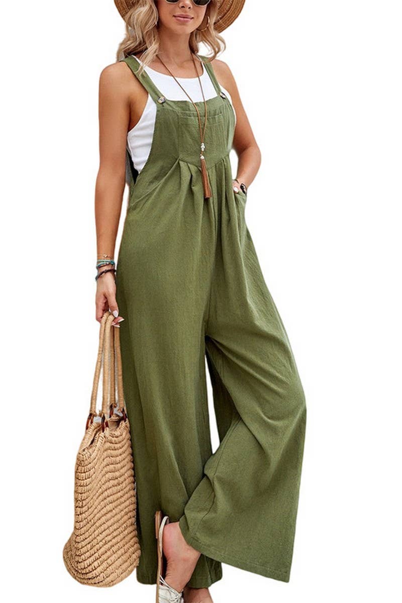 CWSJS00259_SOLID COLOR CASUAL LOOSE JUMPSUIT