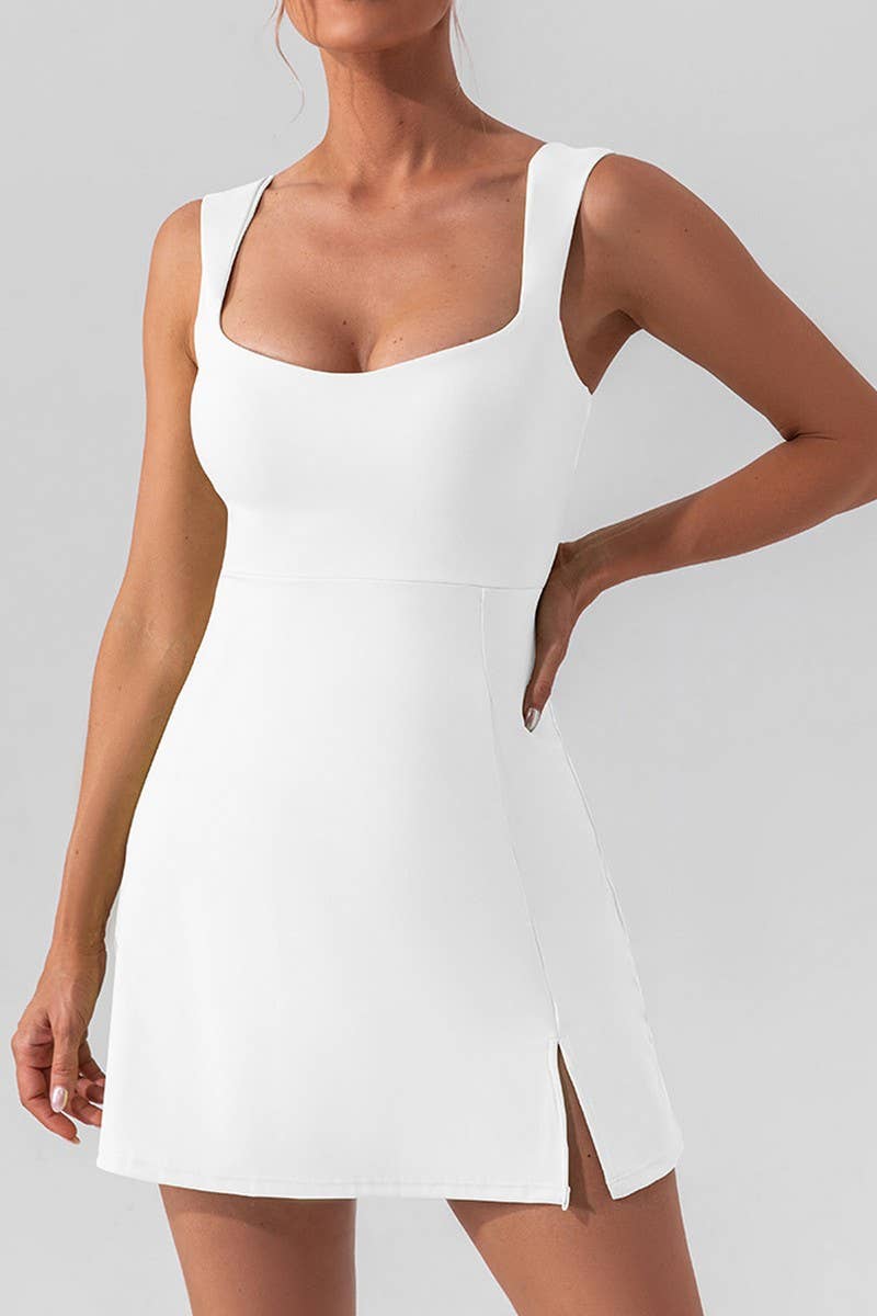 CWDSD3584_SOLID COLOR SEXY STRAP YOGA TENNIS ACTIVE DRESS