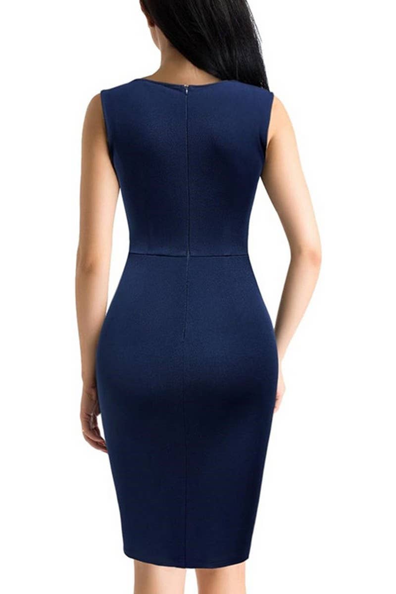 CWDSD7144_SLEEVELESS SEQUIN PANEL SLIM SLIT DRESS