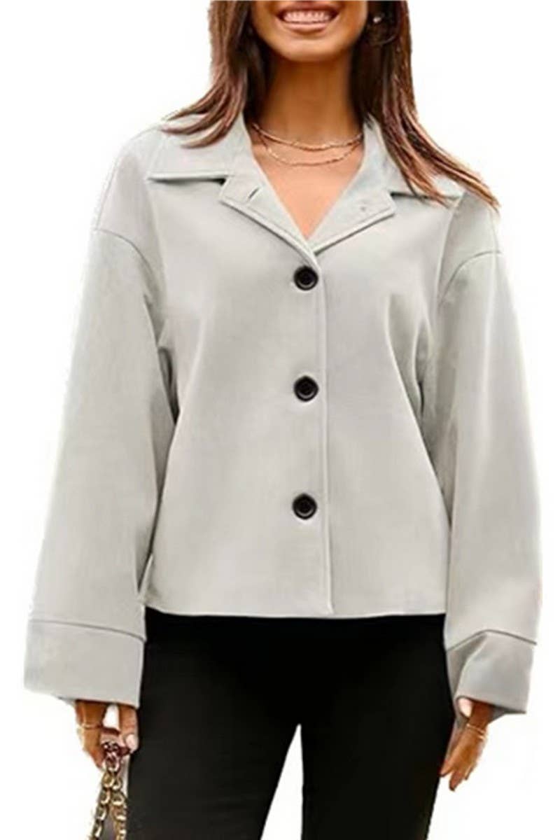CWOBL0184_SOLID COLOR SHORT LONG SLEEVE BUTTON BLAZER