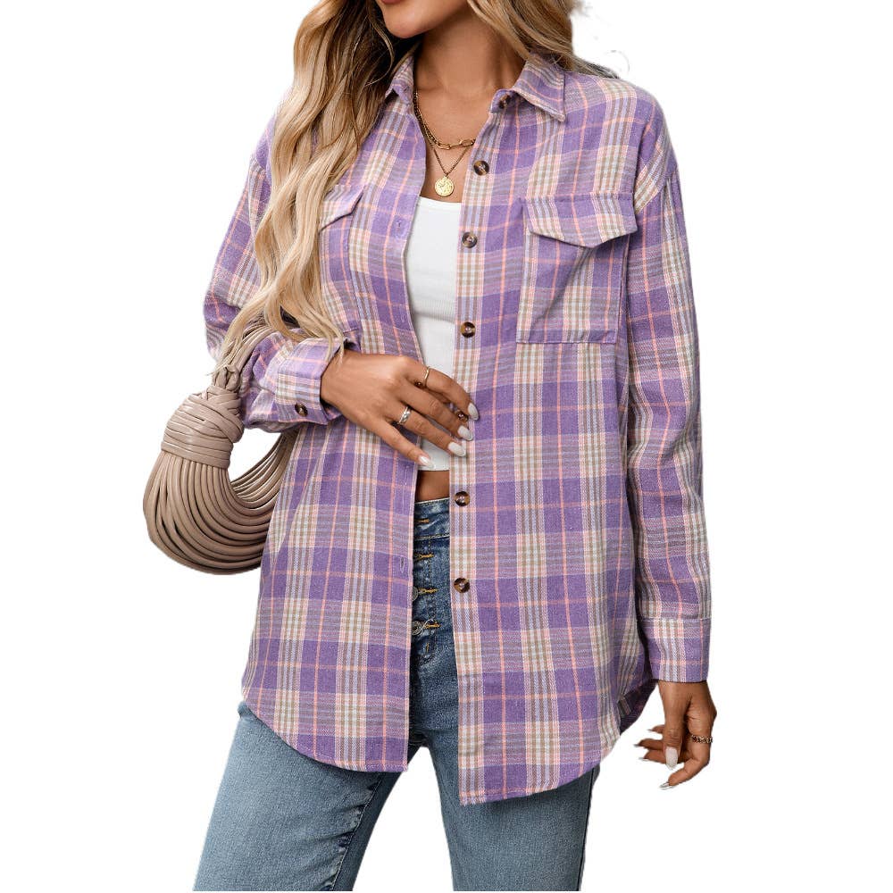 Casual and fashionable checkered pocket shirt