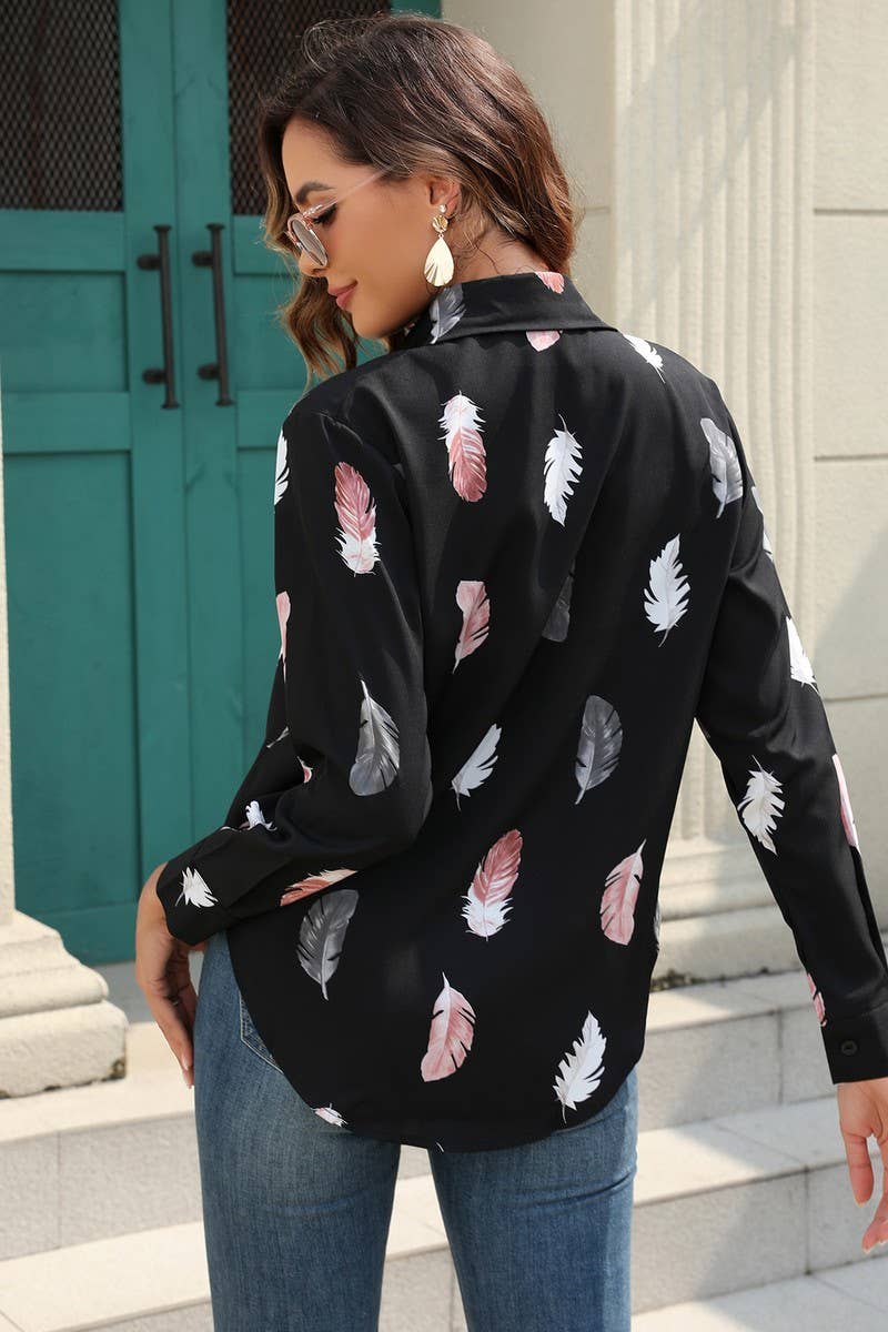 CWTBLL0702_Button Down Casual Long Sleeve Print Top