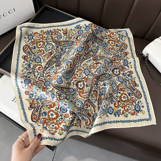 100% Silk Floral Scarf, Square, Versatile, Gift_CWASC0544