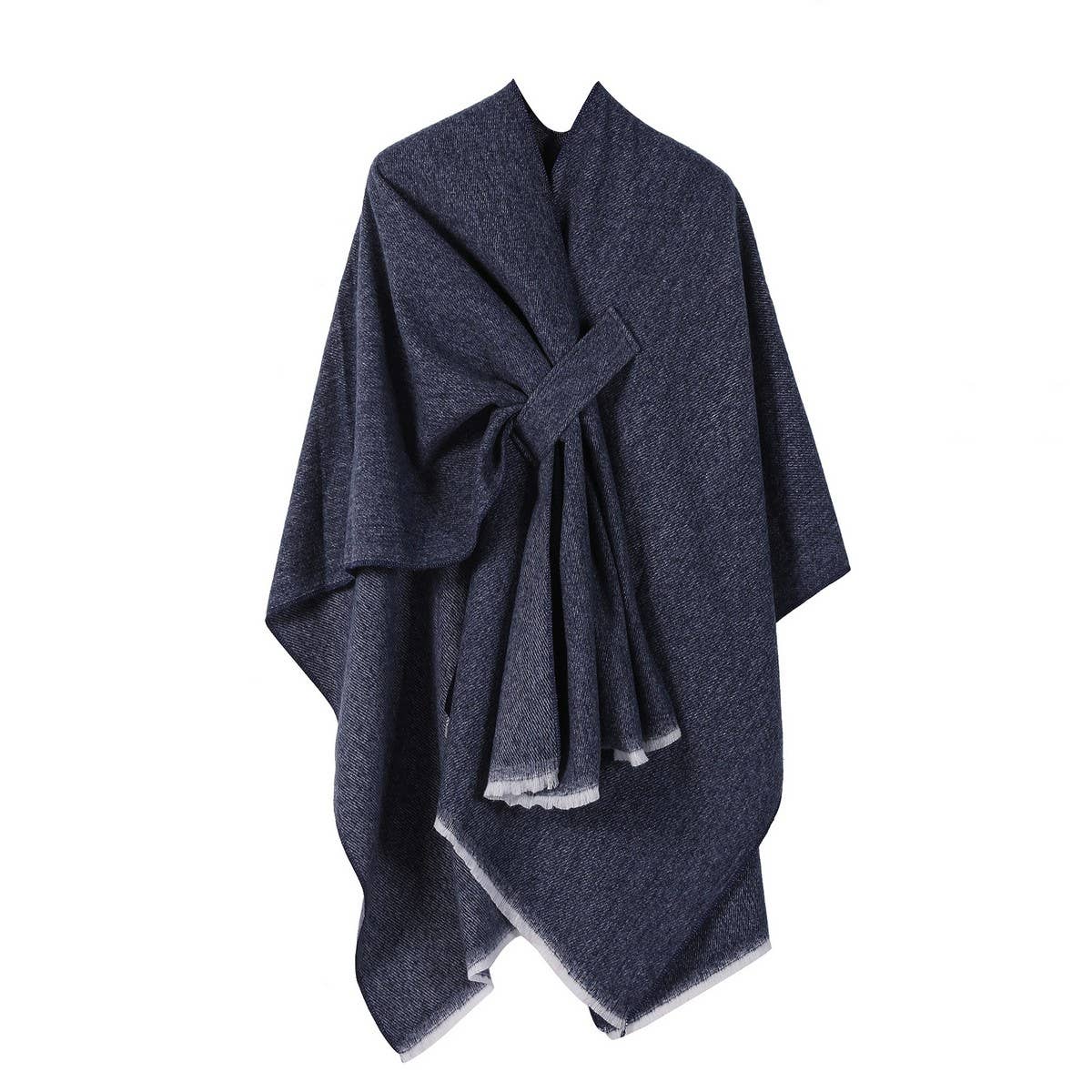 SOLID COLOR FASHIONABLE KNITTED SHAWL CAPE_CWASC2128