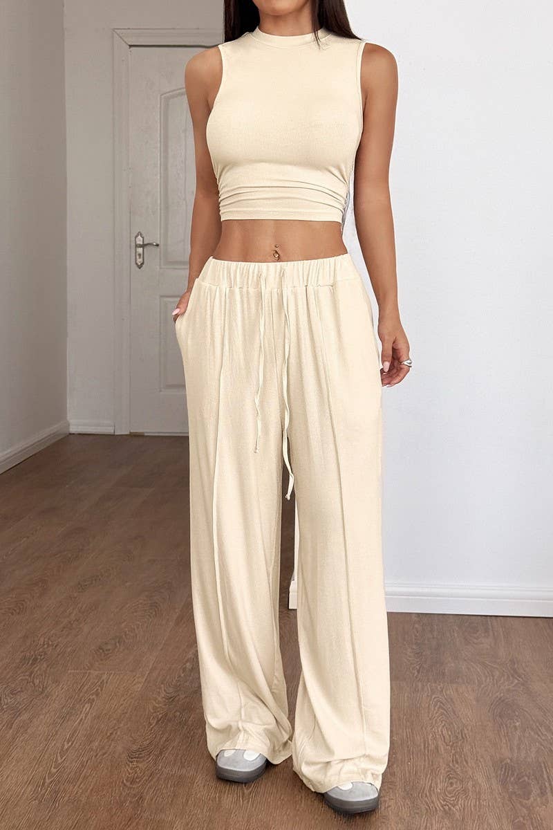 CWSTB2102_SOLID TANK TOP AND PANTS LOUNGE SET