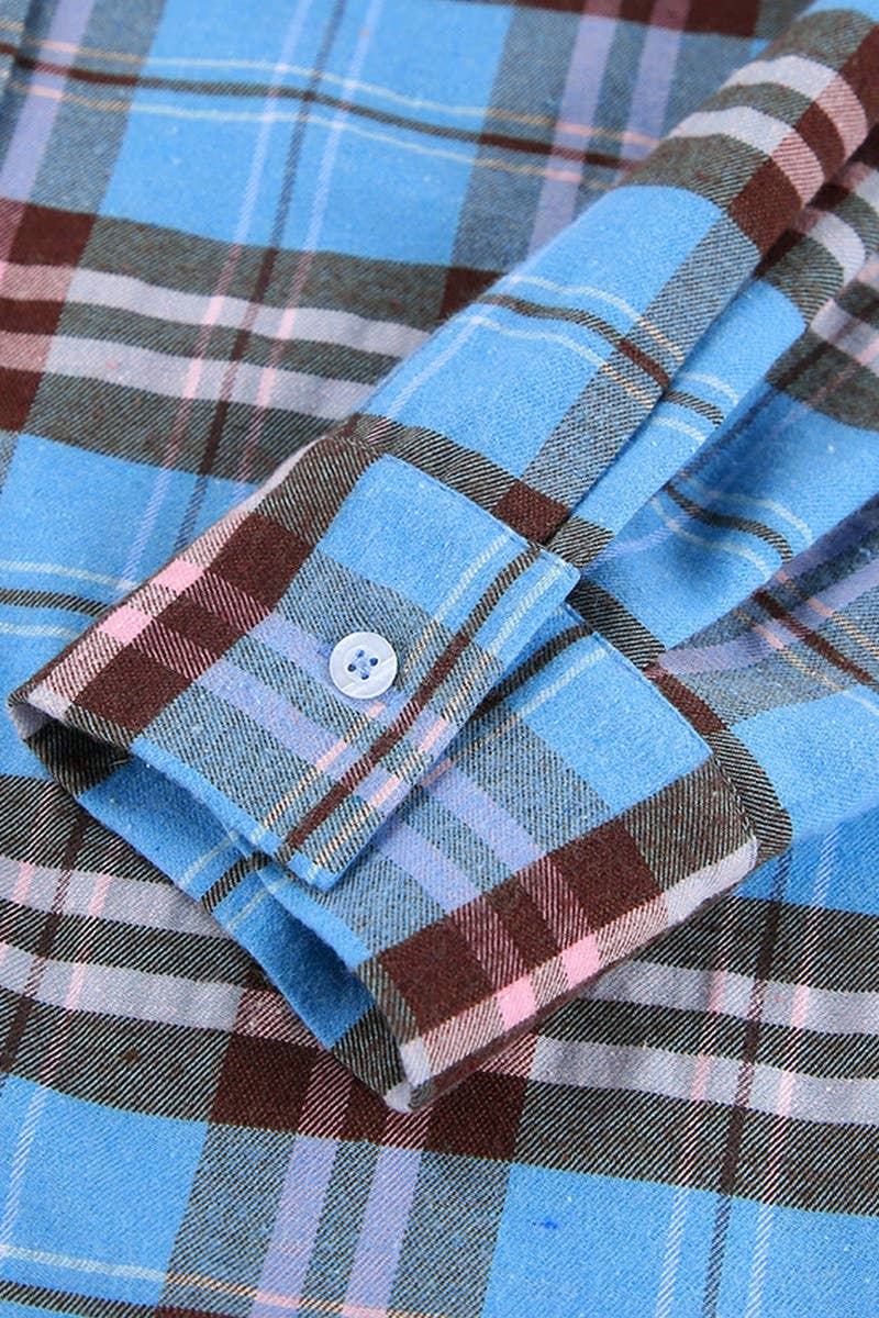 CWTBLL00630_RETRO LOOSE CASUAL LONG-SLEEVED PLAID JACKET