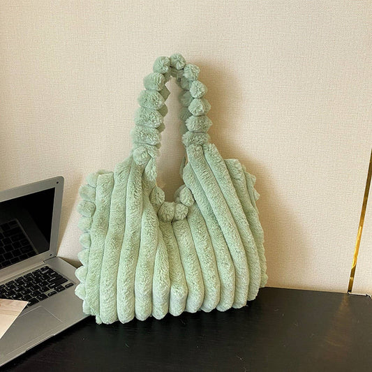 Fluffy Tweed Shoulder Bag Women Handbag_CUAB00588