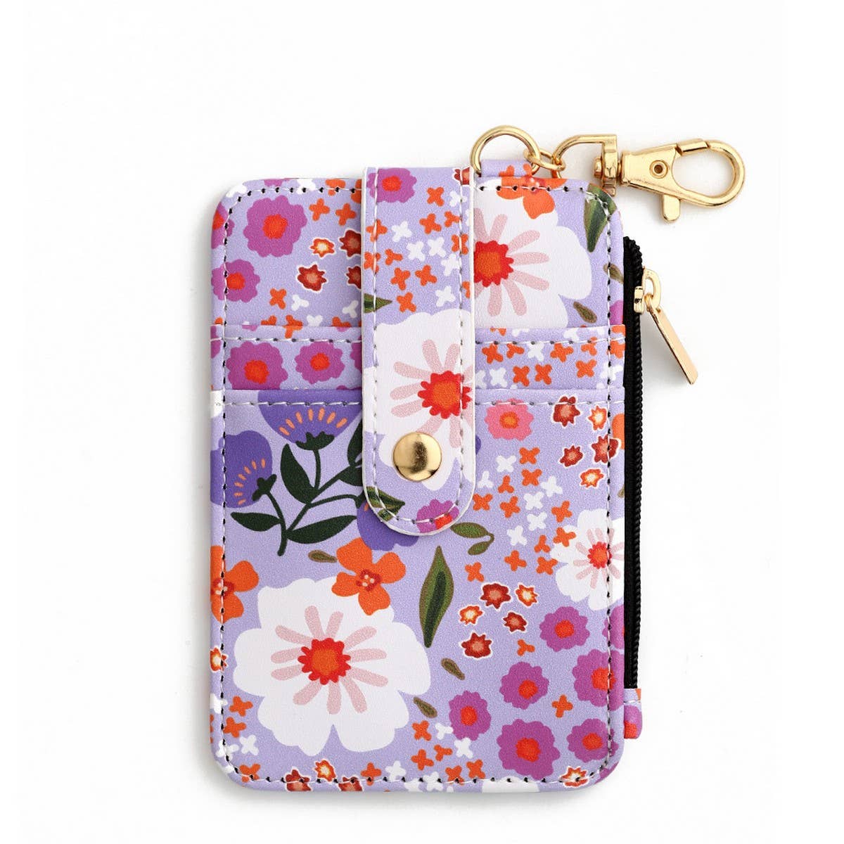 Floral Zipper Card Holder Vertical Mini Wallet_CWAB4941