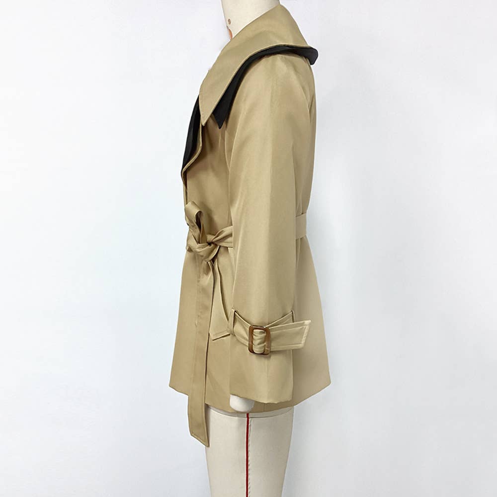 BRITISH STYLE SPELL RECEIVE WAIST TRENCH COAT