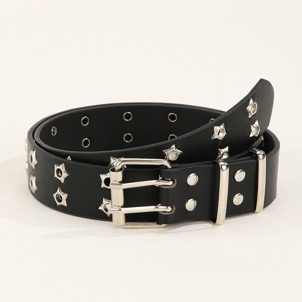 Double-row starry air eye punk style riveted belt