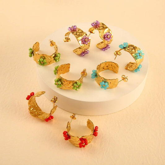 Minimalist Floral 18K Stainless Steel Earrings