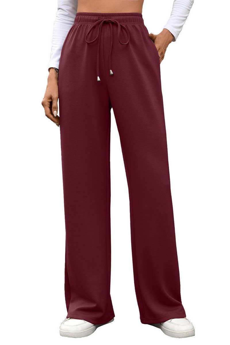 CWBLP01089_DRAWSTRING CASUAL LOOSE STRAIGHT-LEG TROUSERS