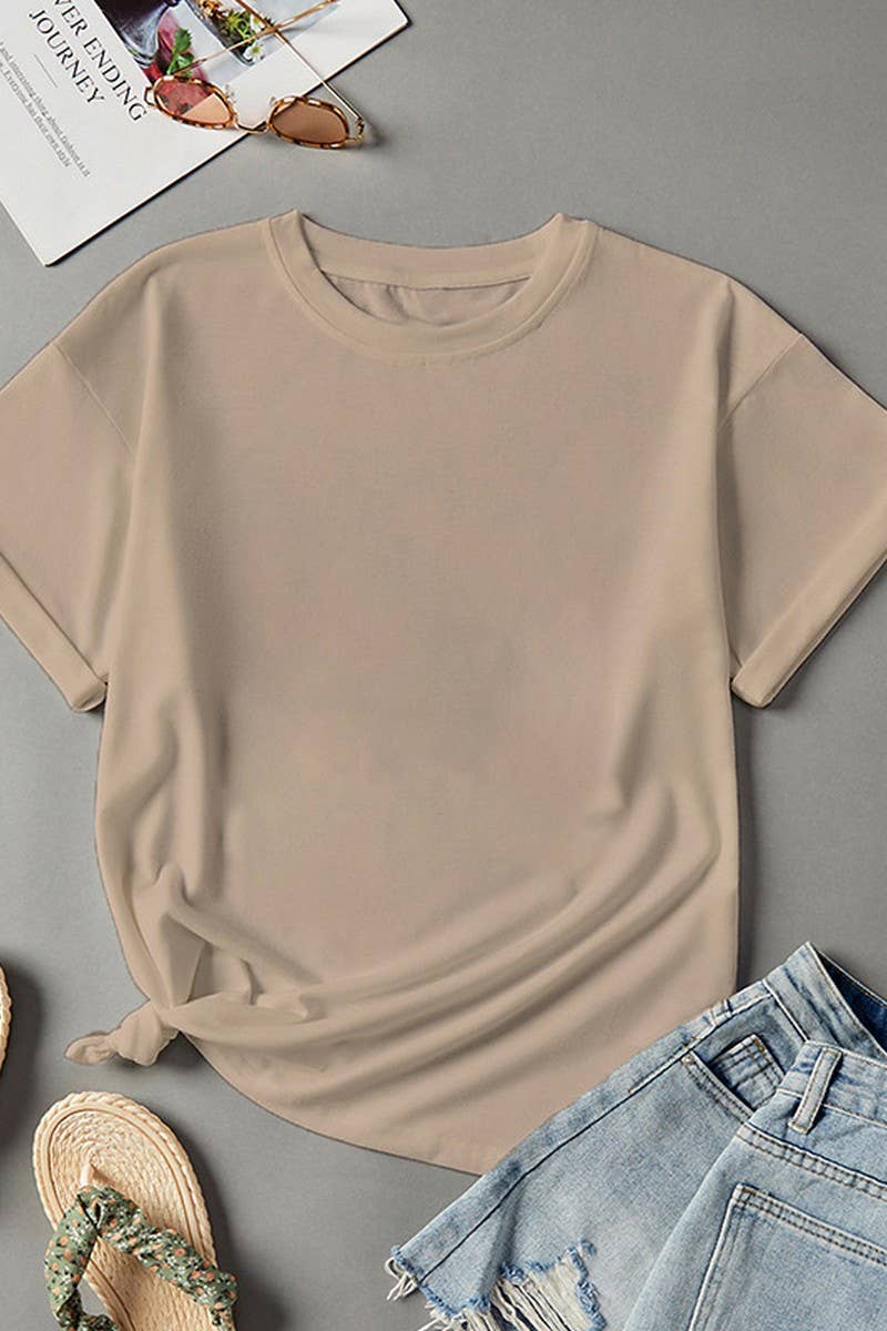 CWTTS1436_CASUAL SOLID COLOR CREW NECK LOOSE T-SHIRT