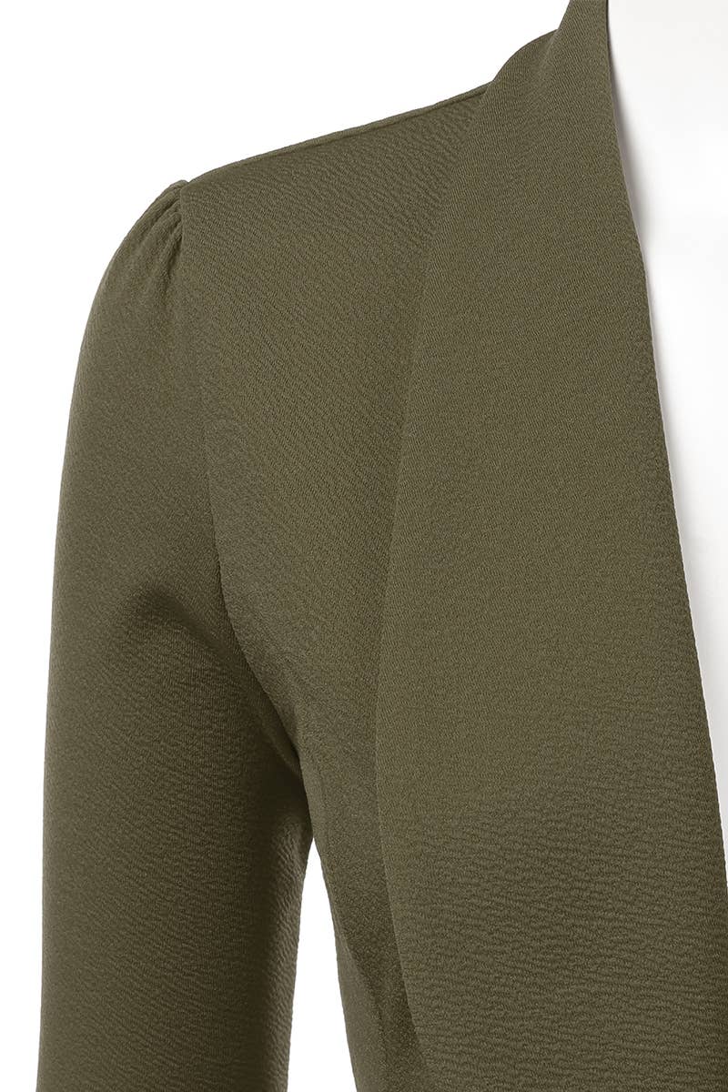 CWOBL089_Casual Work 3/4 Sleeve Open Front Blazer