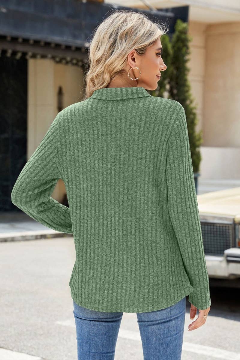 CWOSWL6560_WINTER POCKET LONG SLEEVE V-NECK SWEATER