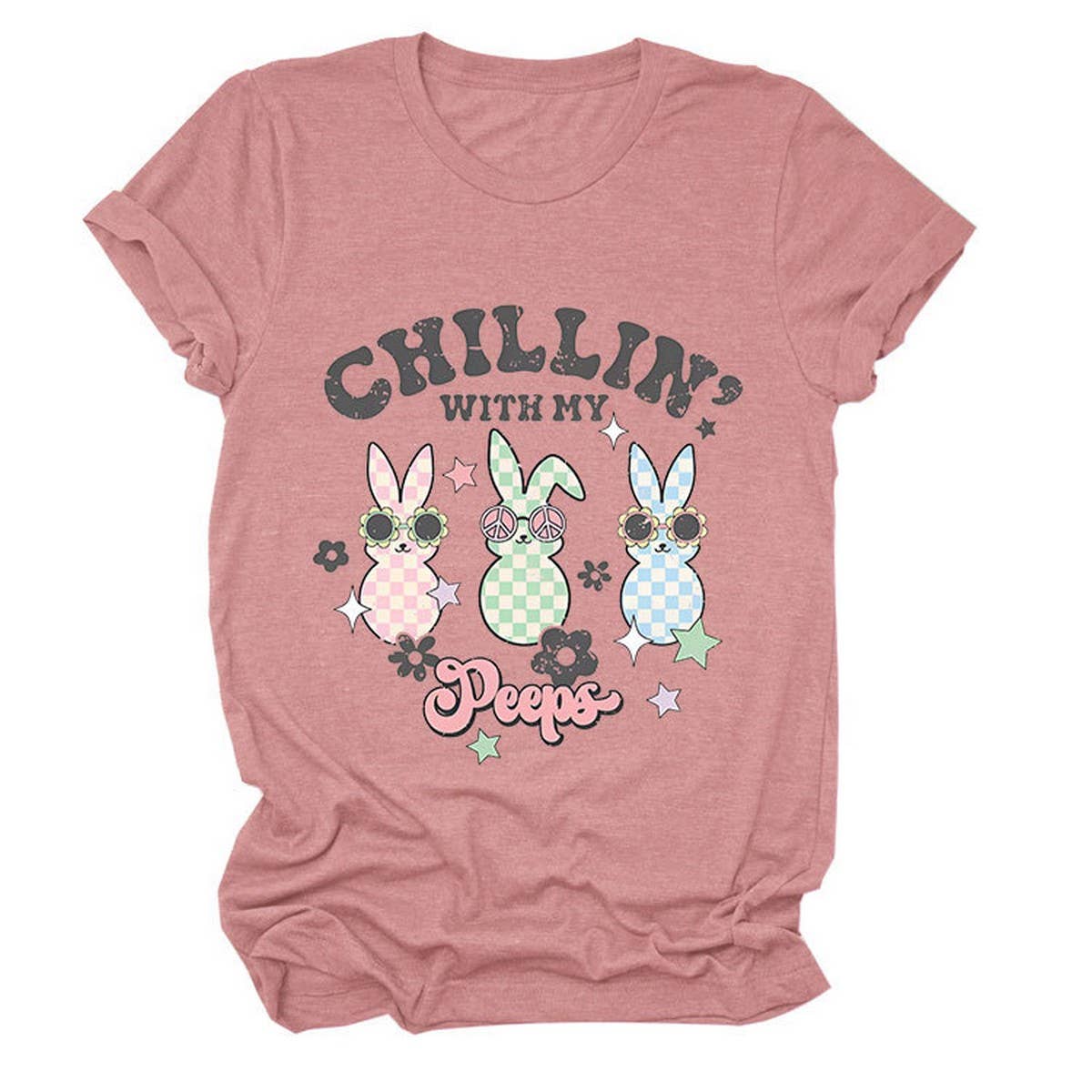 EASTER CUTE BUNNY LOOSE COMFORT SHORT SLEEVE TEES_CWTTS0867