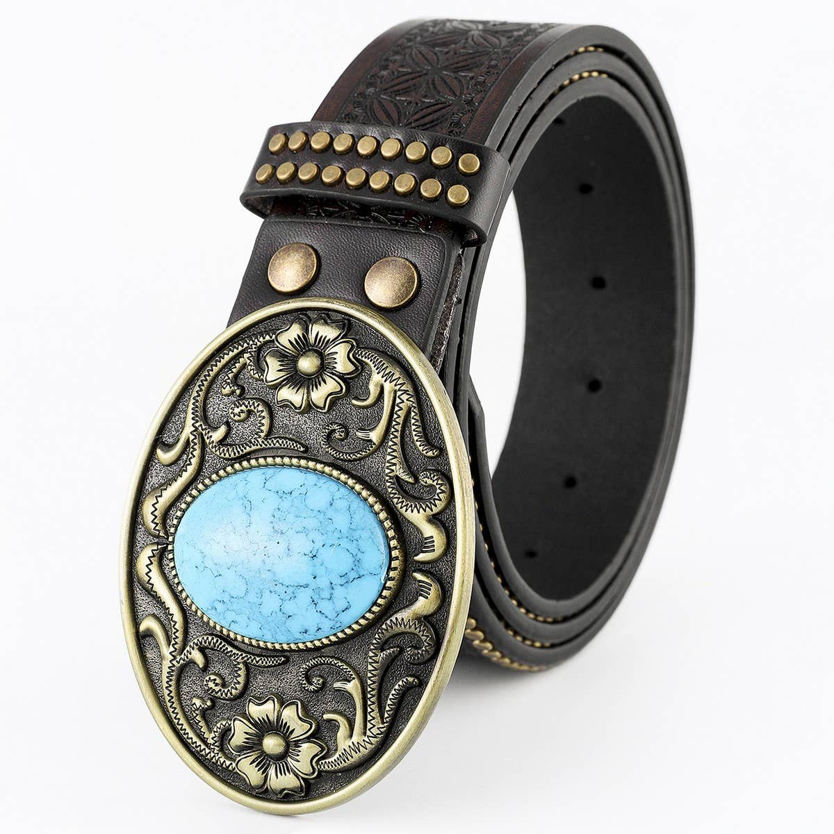 WESTERN COWBOY BELT WITH SAPPHIRE EMBELLISHMENT_CWABE0414