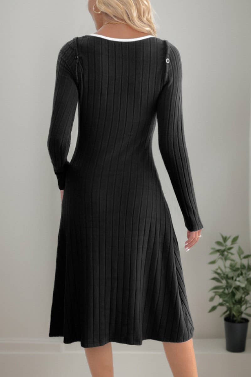 CWDMD3740_CONTRAST SUSPENDER TWO-PIECE SLIT DRESS