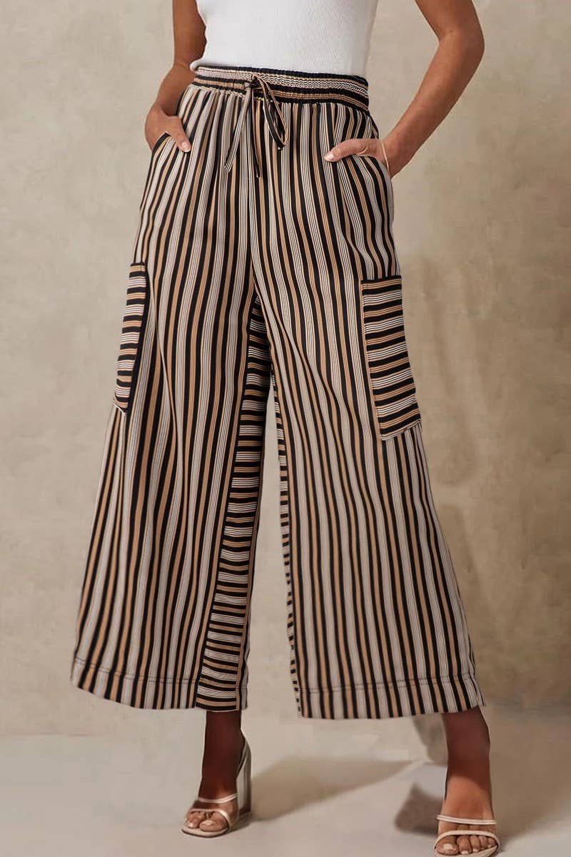 CWBLP01035_COLORFUL STRIPED DRAWSTRING STRAIGHT PANTS