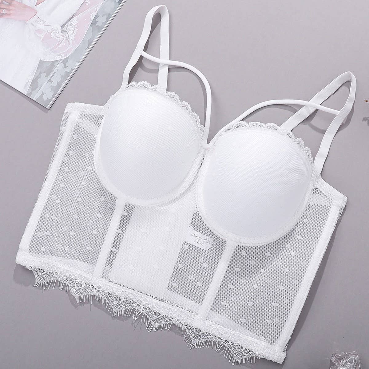 WOMEN'S THIN LACE MESH HERRINGBONE BRA