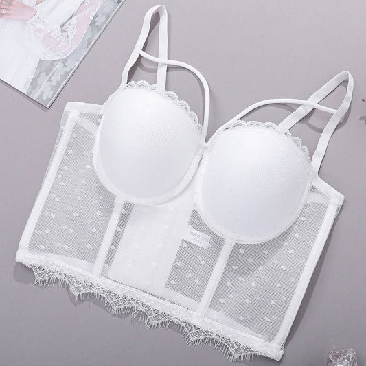 WOMEN'S THIN LACE MESH HERRINGBONE BRA