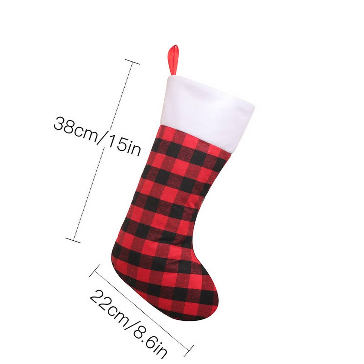 CWMS0925_Christmas Stocking Gift Bag Plaid Goodie Bag