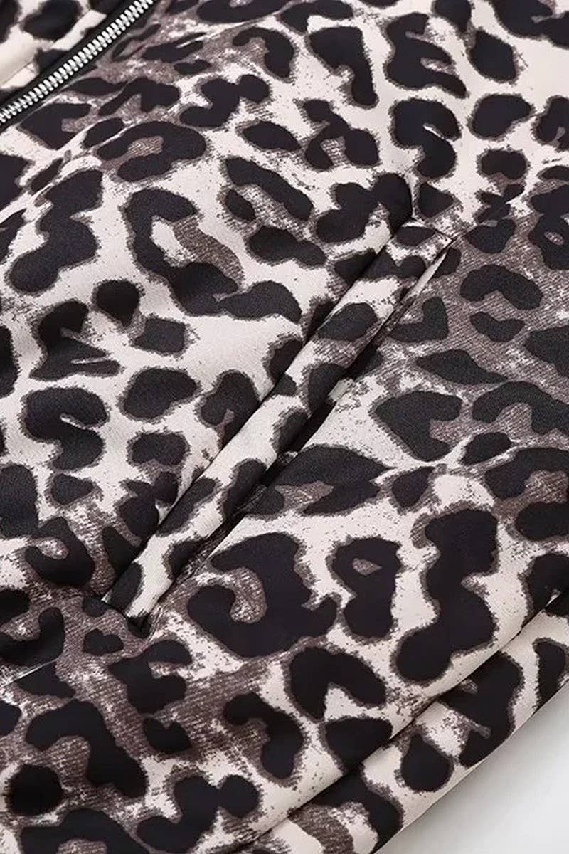CWOCO1077_CASUAL LEOPARD PRINT ZIP-UP JACKET