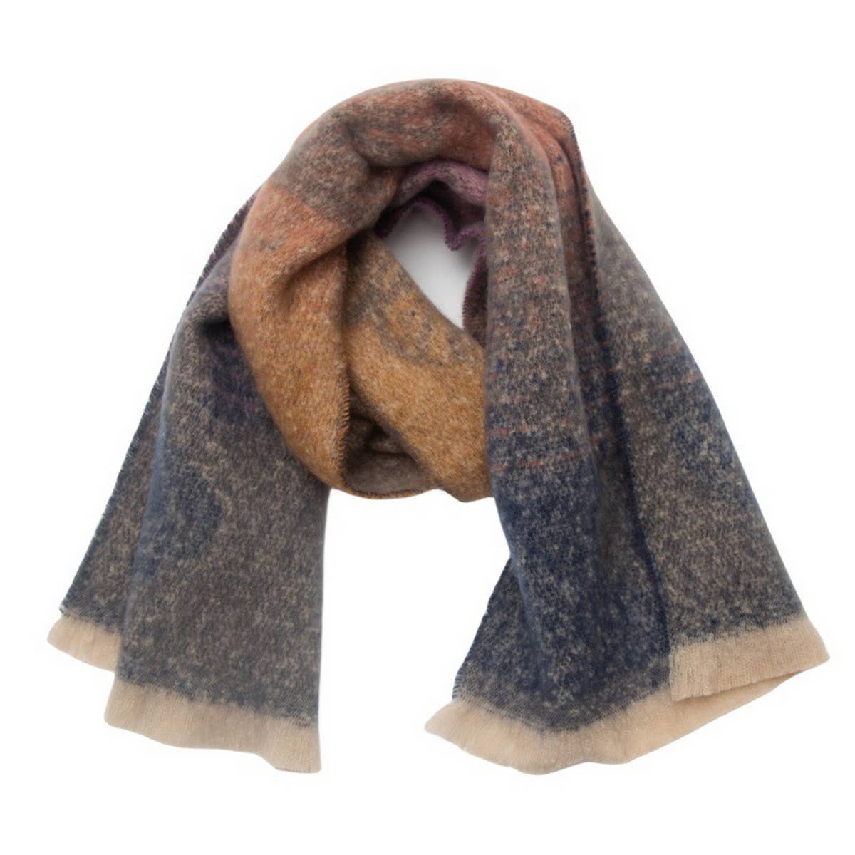Ginkgo Jacquard Scarf ? Loop Yarn Fringe Winter