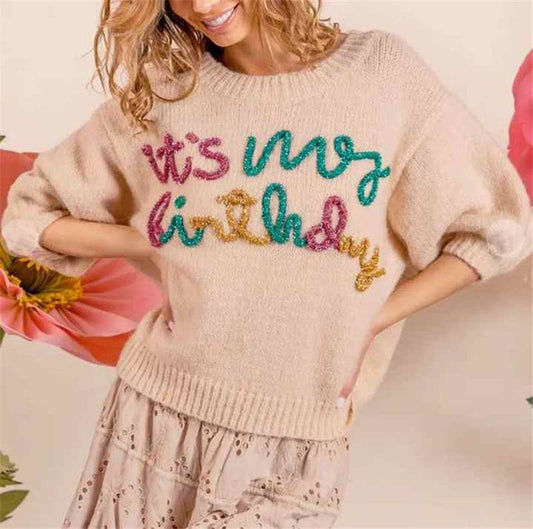 CHRISTMAS METALLIC SPARKLY LETTER PULLOVER