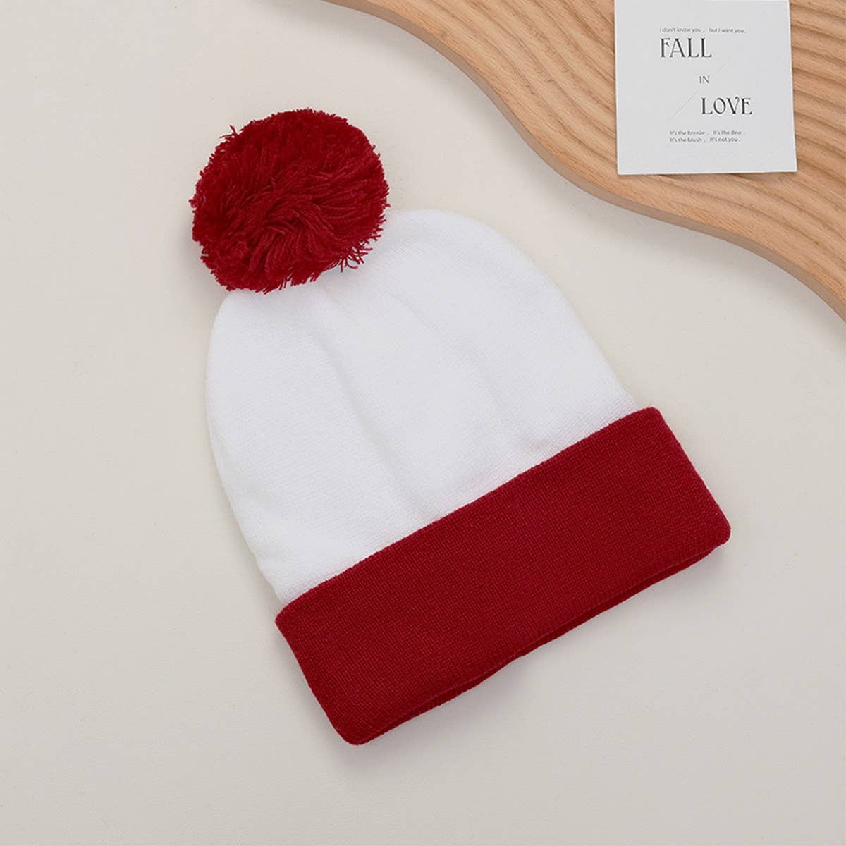 CWAH04339_CHRISTMAS STRIPED KNIT POM POM BEANIE HAT