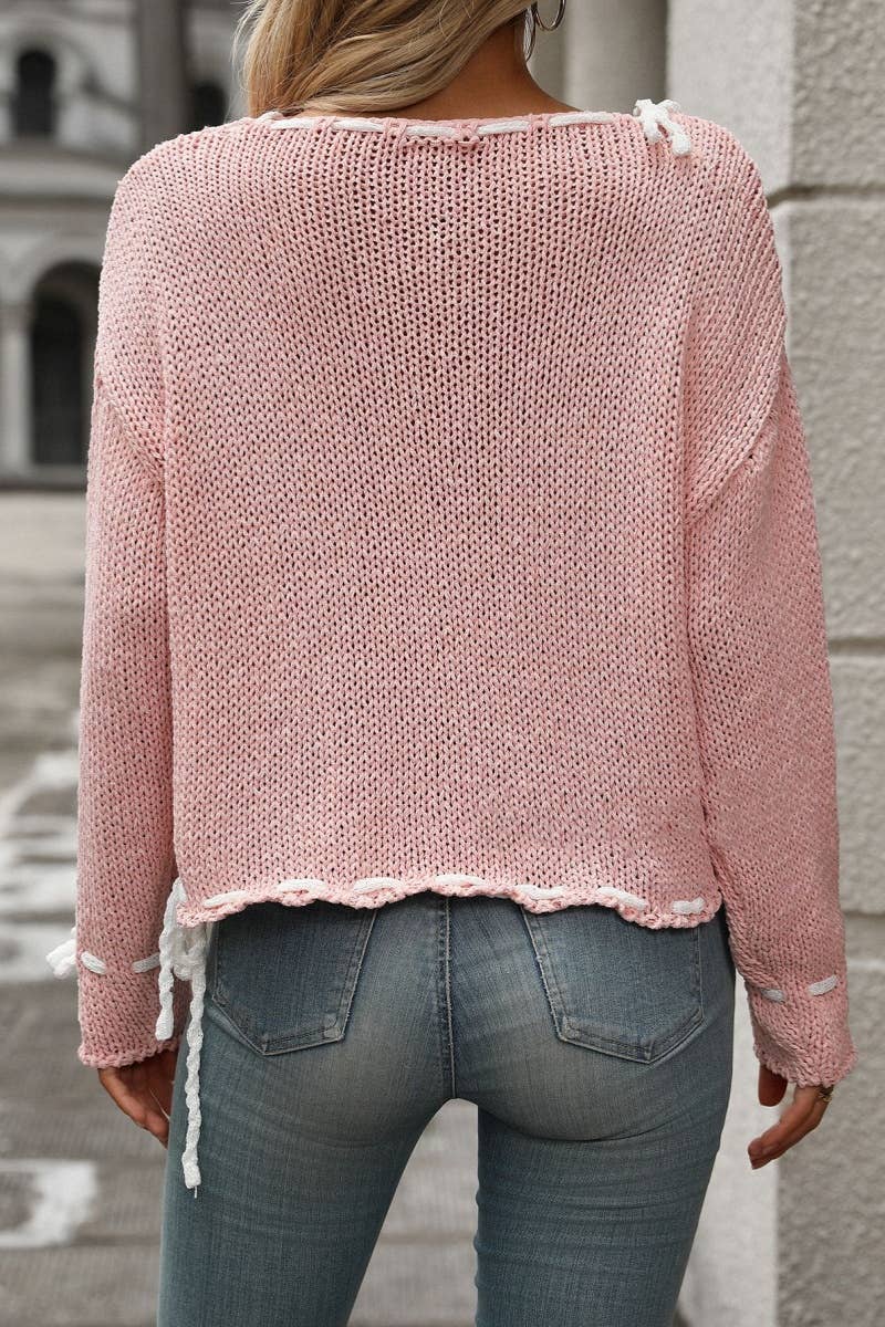 CWOSWL6514_LONG SLEEVED SWEATER WITH ROPE IN WINTER