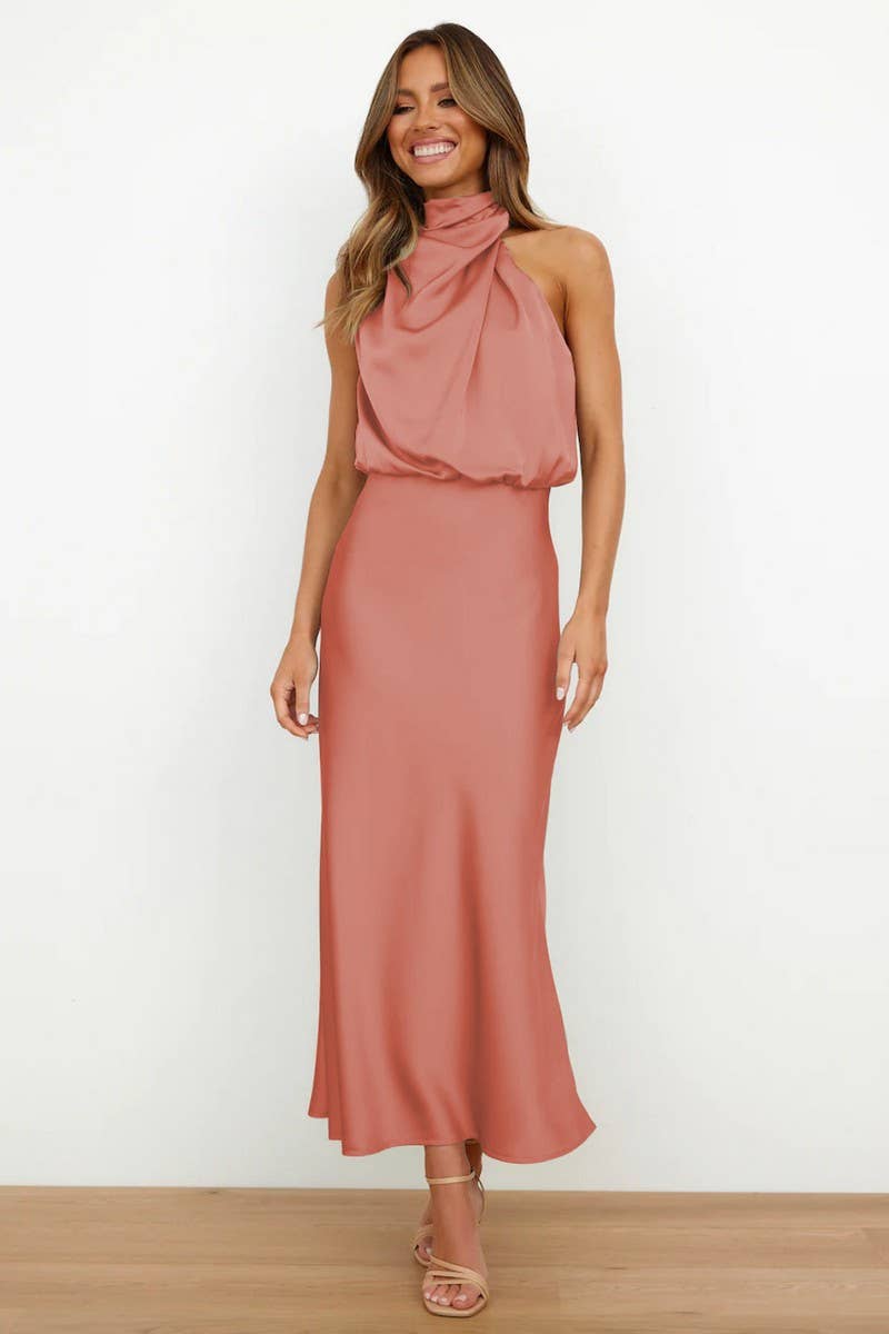CWDMD6142_SPRING AND SUMMER HIGH-END SATIN SLEEVELESS DRESS