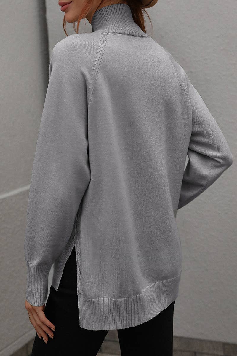 CWOSWL612 Turtle Neck Pullover With Side Slit Sweater