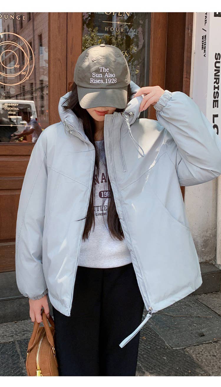 Casual hooded cotton windbreaker jacket