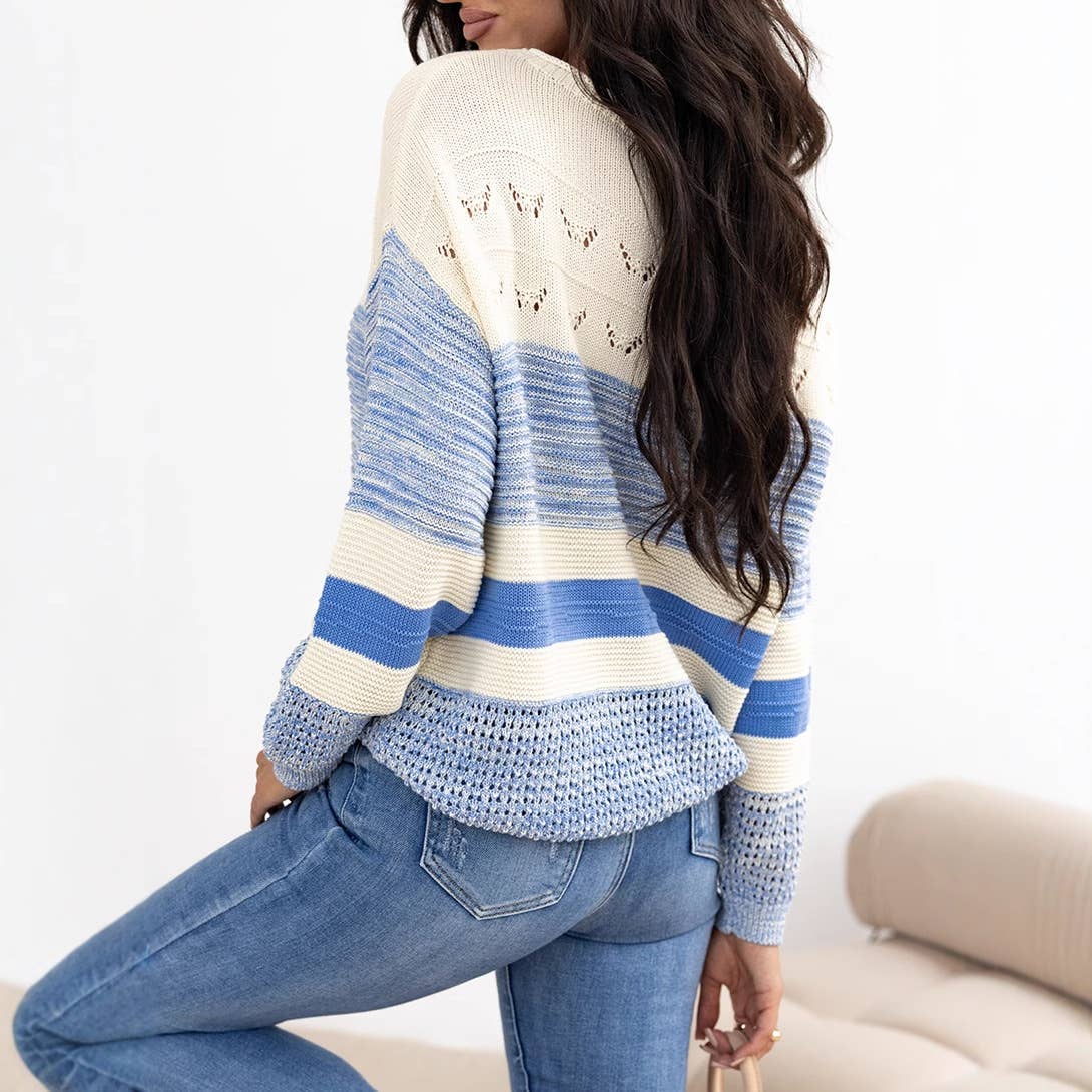 BAGGY CREW-NECK SWEATER IN CONTRASTING COLORS