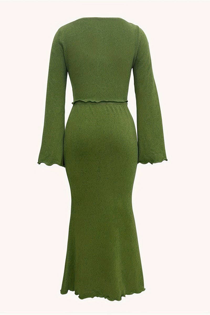 CWSS1131_BELL SLEEVE SHORT TOP AND FISHTAIL SKIRT SET