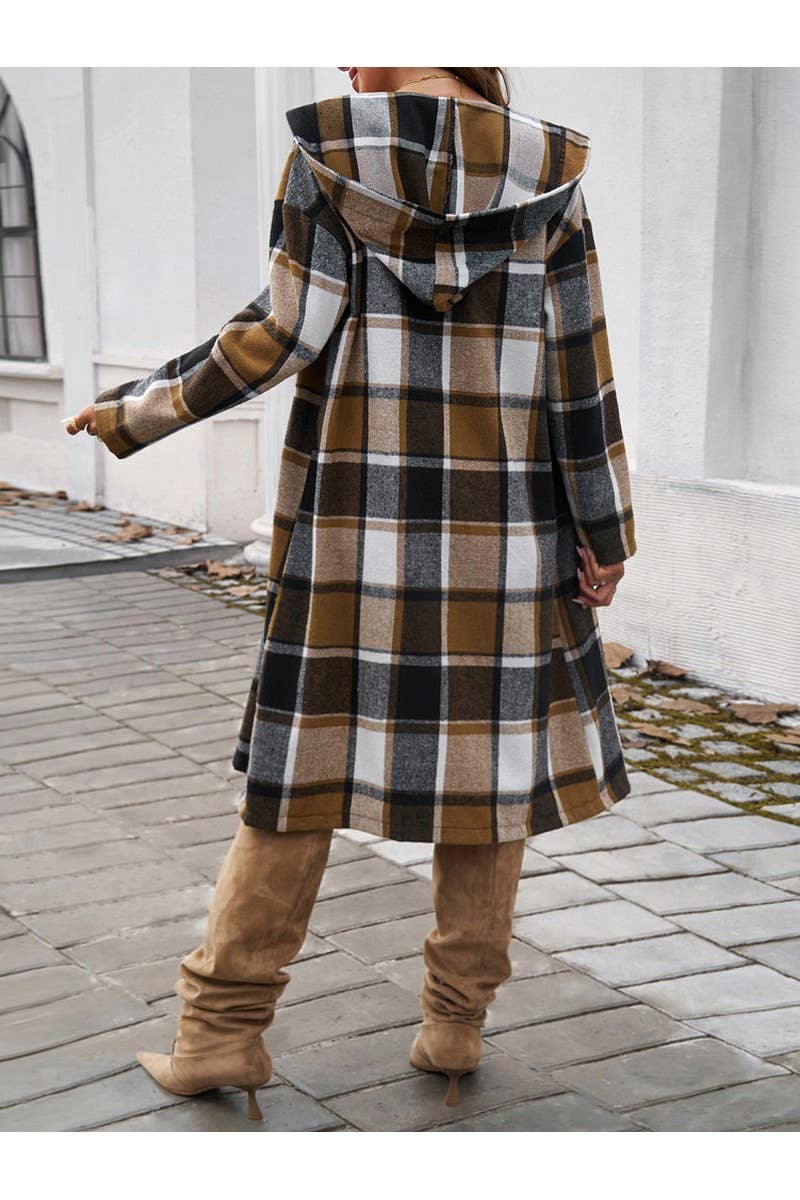 CWOCO0235_Casual Plaid Button Hooded Long Coat