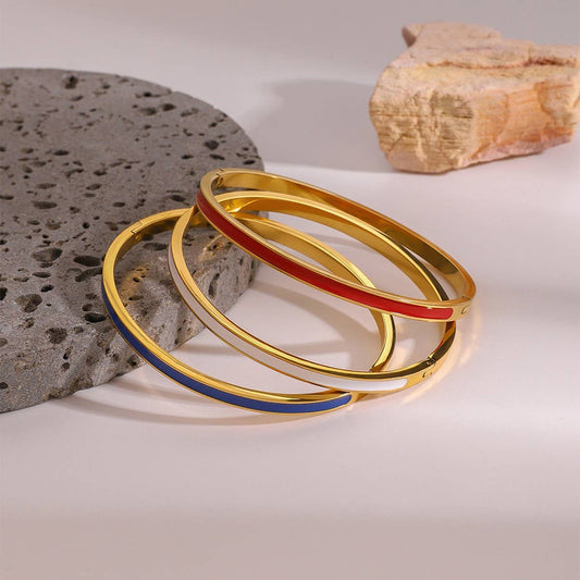 Titanium Steel Enamel Clasp Bracelet, Luxury Style