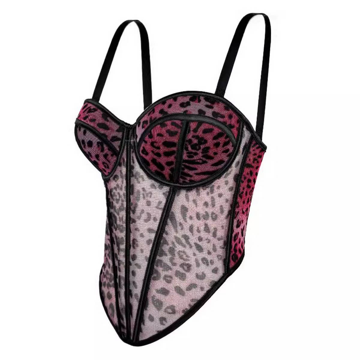 SEXY LEOPARD DOT PATTERN HERRINGBONE BRA