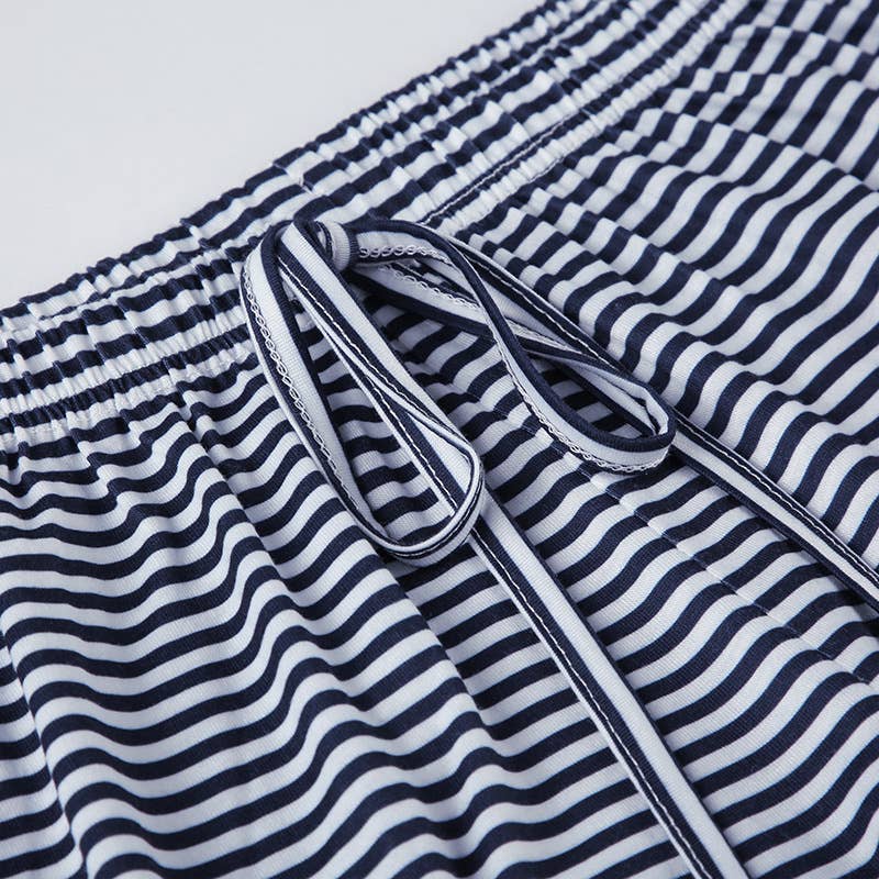 Color-blocking striped straight-leg casual pants